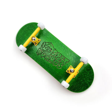 34 mm Fingerboard Complete Wood Pro Set-Up (Pre-Assembled, 5-Layers), Pro Trucks, CNC Bearing Wheels, Foam Grip Tape, (Deck: Green, Trucks: Yellow, Wheels: White) 34 mm Pro Fingerboard SPITBOARDS
